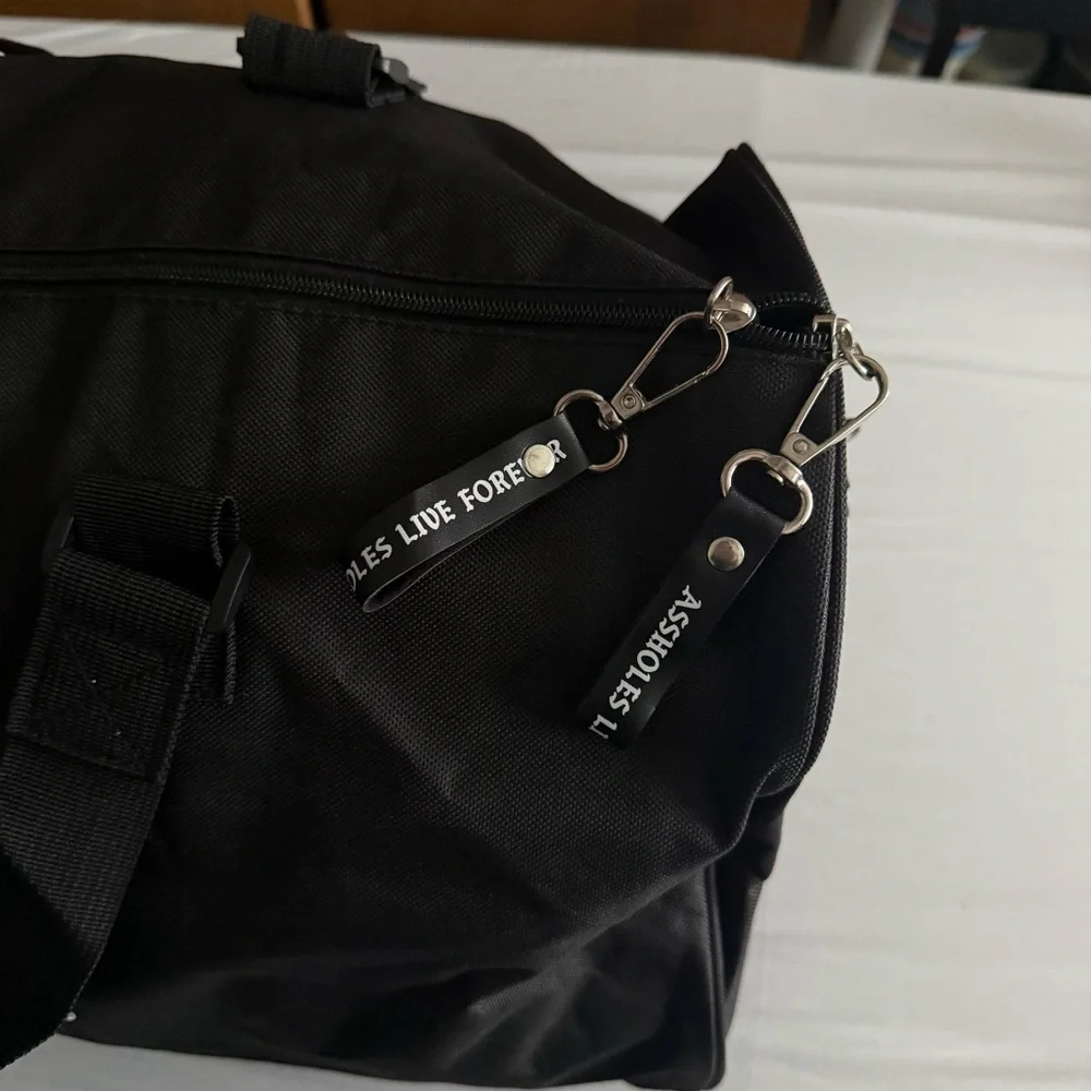 Asshol*s Live Forever Black Festival Overnight Weekend Gym Travel Duffle Bag